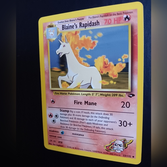 Blaine's Rapidash Pokemon Card - Gym Challenge - NO. 33/132 Uncommon Non-Holo - Picture 5 of 9
